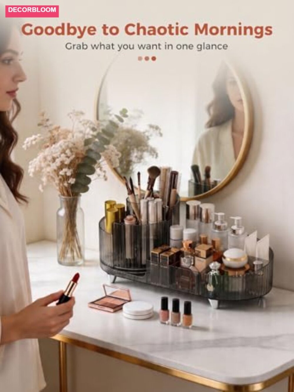 360 Rotating Acrylic Cosmetic Display Case Large Capacity Makeup Organizer - Picture 4 of 6